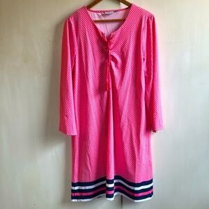Cabana Life Pink Swim Coverup with Navy and White Accents
